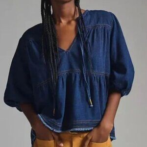 Anthropologie Pilcro Chambray Peasant Top – Size XL